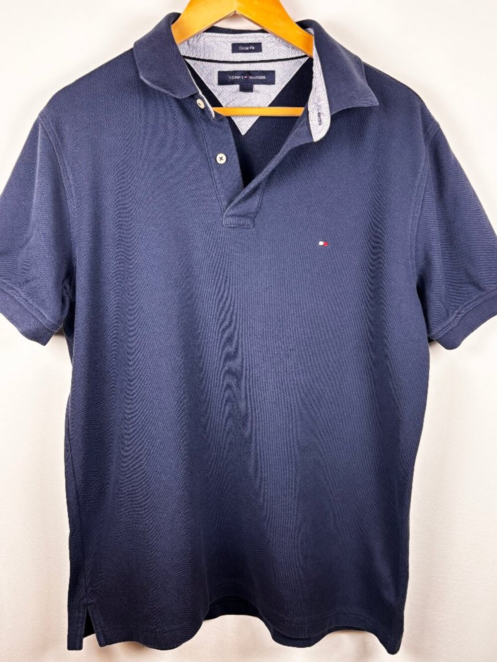 Tommy Hilfiger Custom Fit Navy Blue Polo Shirt Men’s Large L